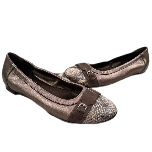 AGL Attilio Giusti Leomruni Snake Skin Toe Leather Flats - Picture 1 of 8